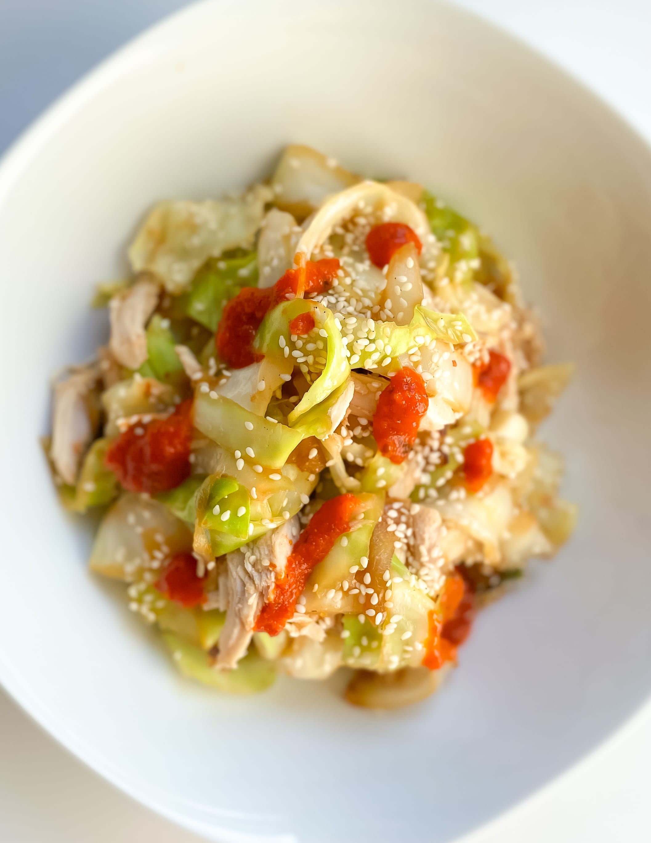 Low Carb Healthy Lunch with Chicken and Cabbage