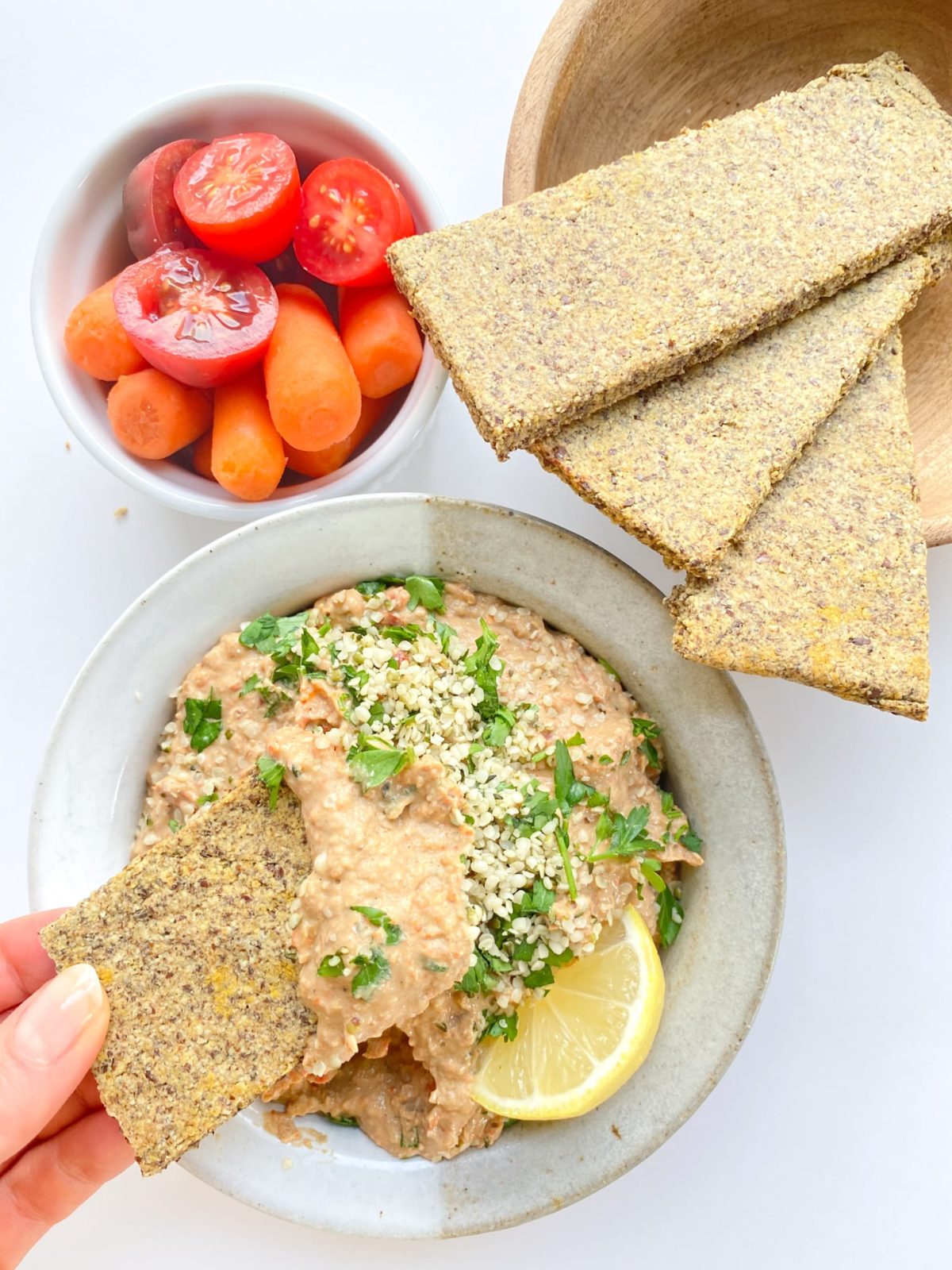 Low Carb Lentil and Red Pepper Dip with Almond Flour Flatbreads ...